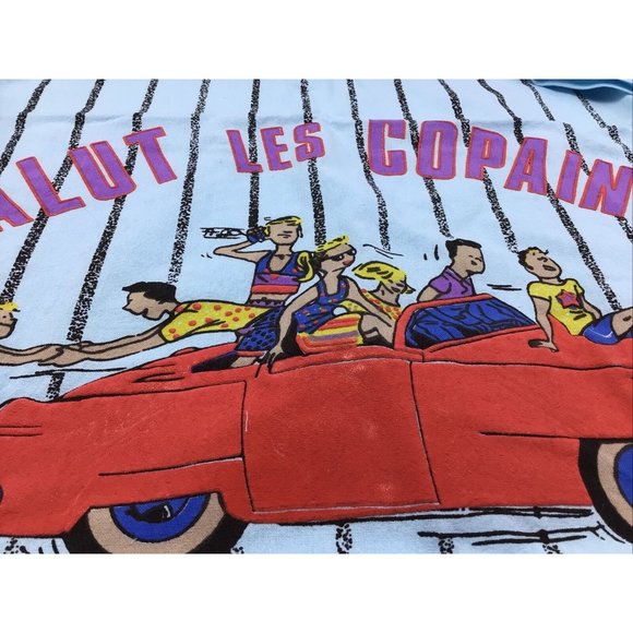 Caribbean Pacific Womens L Blue Graphic Polo Shirt Pocket Vtg 80s NWT Car People - Picture 4 of 12